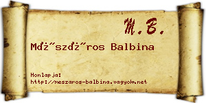 Mészáros Balbina névjegykártya
